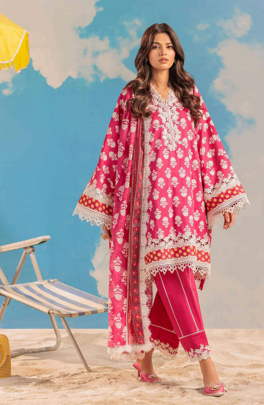 Bonanza Satrangi Embroidered Lawn Unstitched 3 Piece Suit - WSS25P3019 - BOS25THD1 - Pink - Summer Collection
