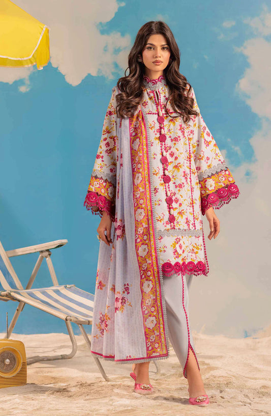 Bonanza Satrangi Embroidered Lawn Unstitched 3 Piece Suit - WSS25P3014 - BOS25THD1 - Purple - Summer Collection