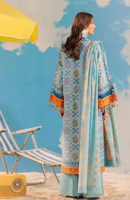 Bonanza Satrangi Embroidered Lawn Unstitched 3 Piece Suit - WSS25P3002 - BOS25THD1 - Blue - Summer Collection