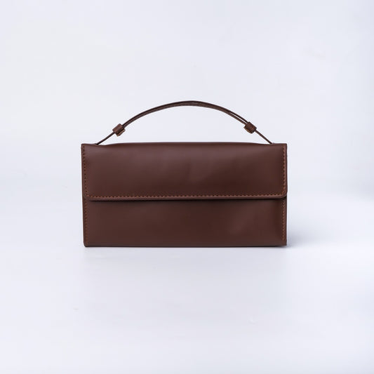 Nova Womens Handle Leather Clutch Wallet Brown