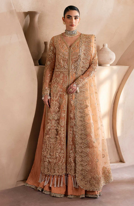 Emaan Adeel Embroidered Organza Unstitched 3 Piece - EA25C - Camelia - Peach - Formal Collection