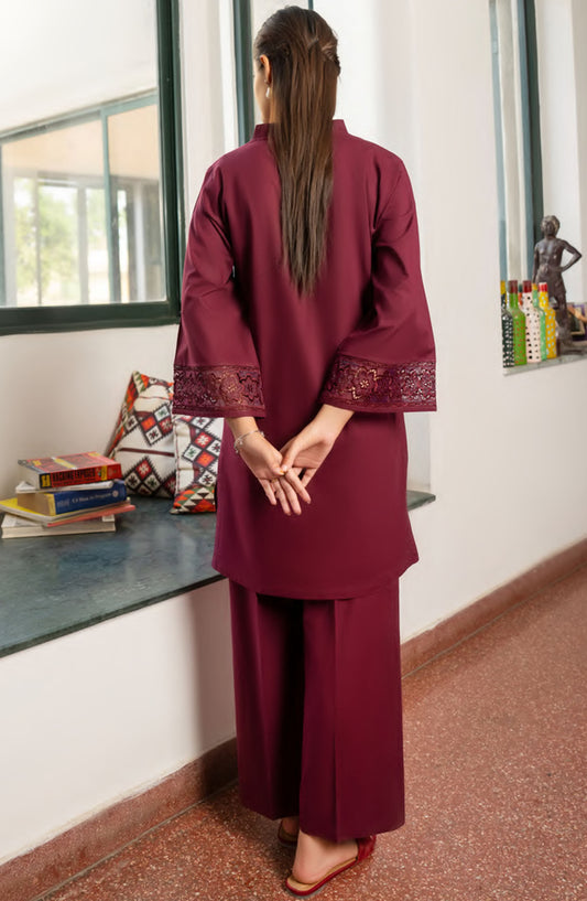 Casual Lite Casual Cotton Lawn Stitched 2 Piece Suit - Outfit-06 Maroon Farewell Feels - CL25CLD - Summer Collection