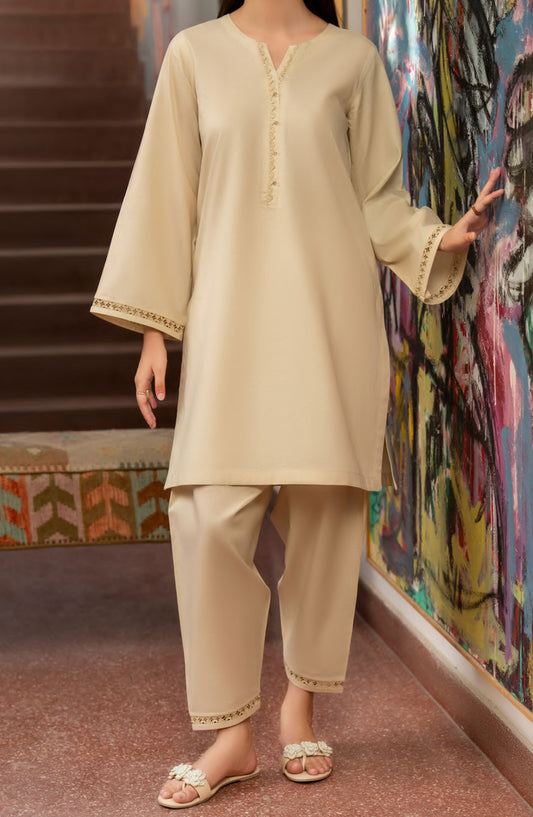 Casual Lite Casual Cotton Lawn Stitched 2 Piece Suit - Outfit-05 A Soft Grounded Beige - CL25CLD - Summer Collection