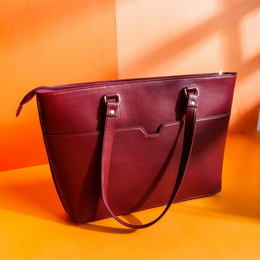 Cherry Wood The Boss Lady Pure Leather Women Tote Bags