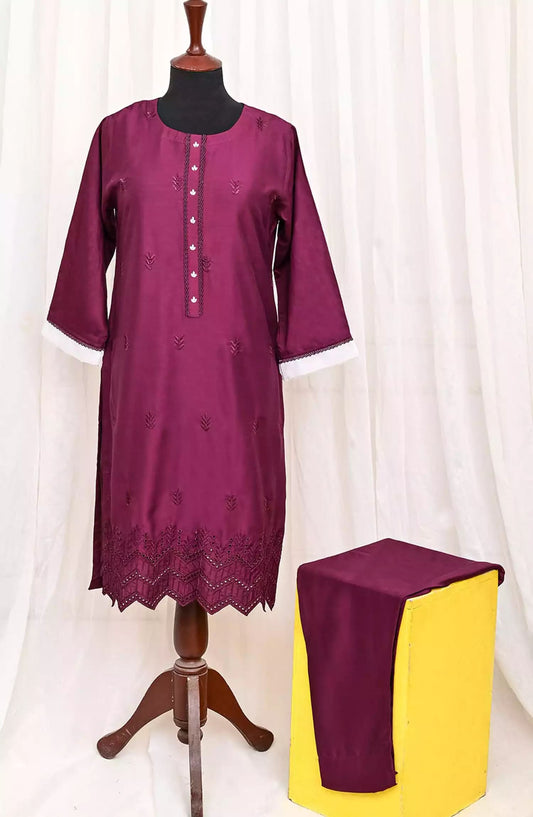 Artistic wear Pret Collection - chikankari plum