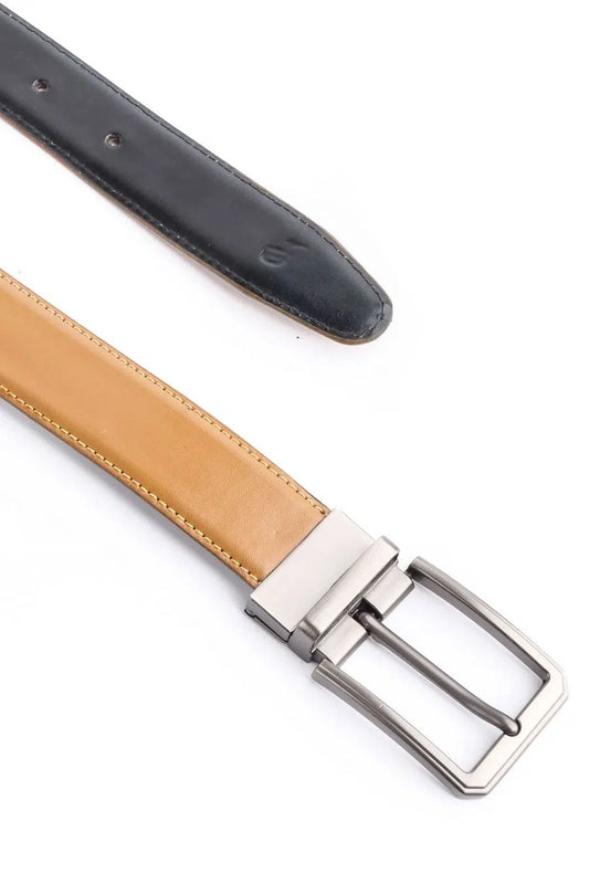 Belts Collection By Jild - Chromium Double Sided Reversible Men's' Leather Belt-BLACK TAN BRN