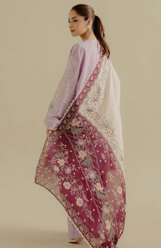 Coco by Zara Shahjahan Embroidered Lawn Unstitched 3 Piece Suit - D-10-B Nyssa - ZS25CLD2 - Purple - Summer Collection