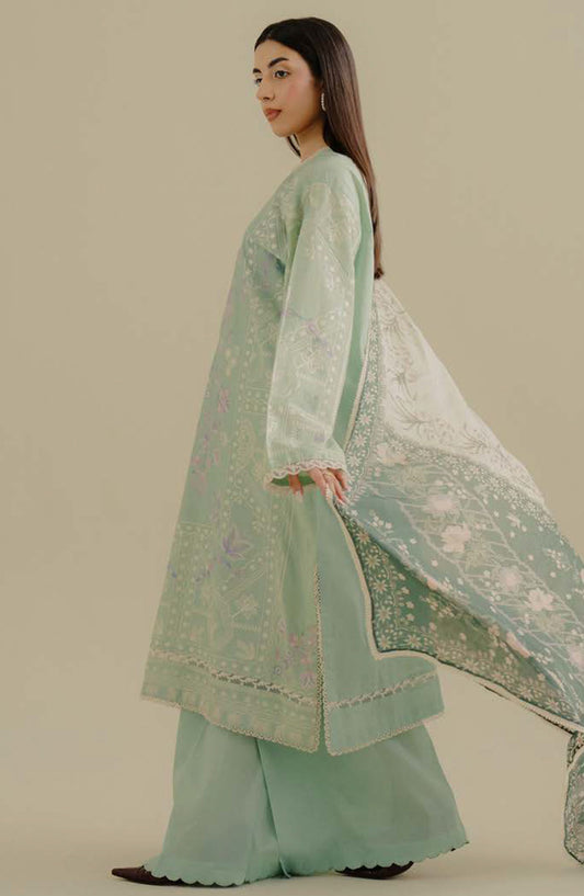 Coco by Zara Shahjahan Embroidered Lawn Unstitched 3 Piece Suit - D-10-A Sufa - ZS25CLD2 - Green - Summer Collection