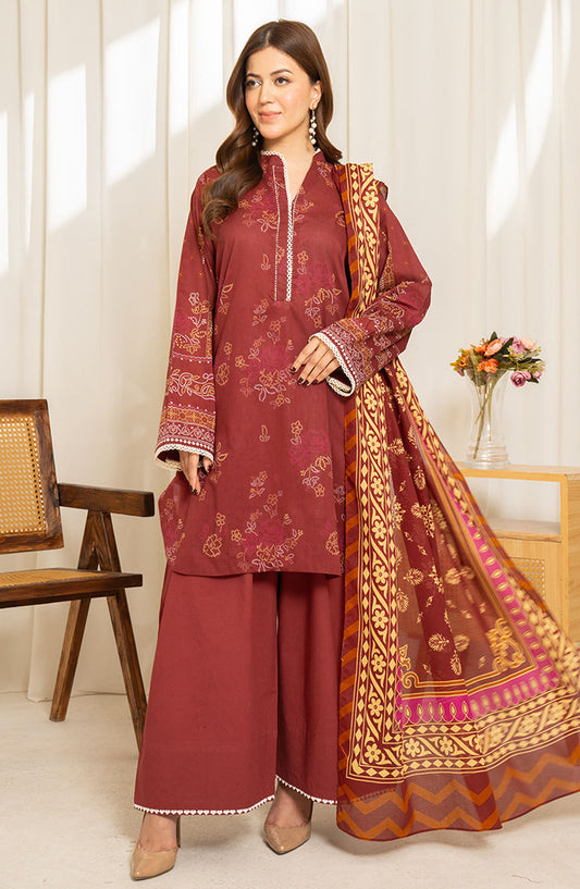 Sule by Coco Printed Lawn Unstitched 3 Piece Suit - D-10 - ZS25CSV1 - Red - Summer Collection