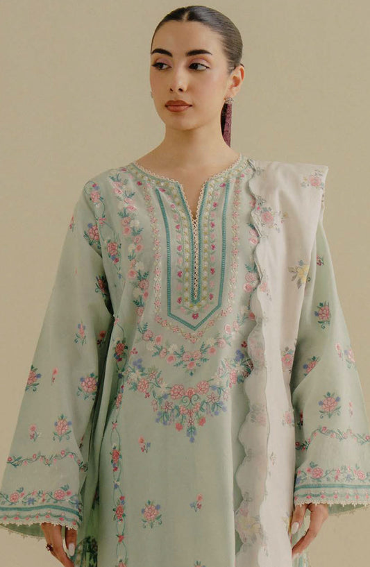 Coco by Zara Shahjahan Embroidered Jacquard Unstitched 3 Piece Suit - D-09-A Sufa - ZS25CLD2 - Green - Summer Collection