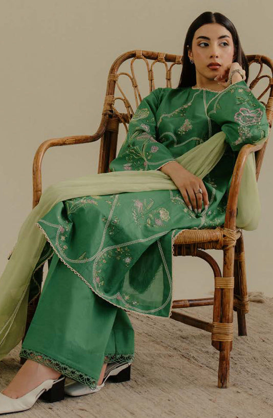 Coco by Zara Shahjahan Embroidered Lawn Unstitched 3 Piece Suit - D-08-B Zeest - ZS25CLD2 - Green - Summer Collection