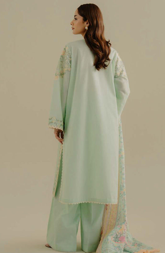Coco by Zara Shahjahan Embroidered Lawn Unstitched 3 Piece Suit - D-07-A Yana - ZS25CLD2 - Green - Summer Collection