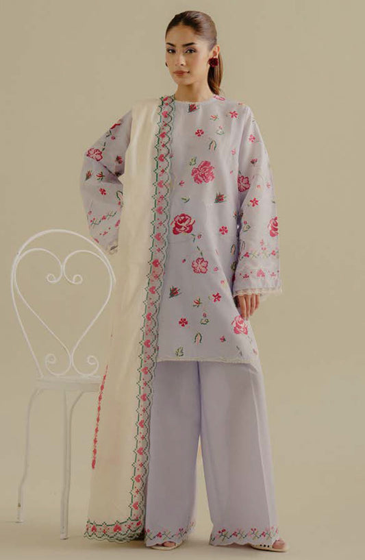 Coco by Zara Shahjahan Embroidered Lawn Unstitched 3 Piece Suit - D-06-B Zufra - ZS25CLD2 - Blue - Summer Collection