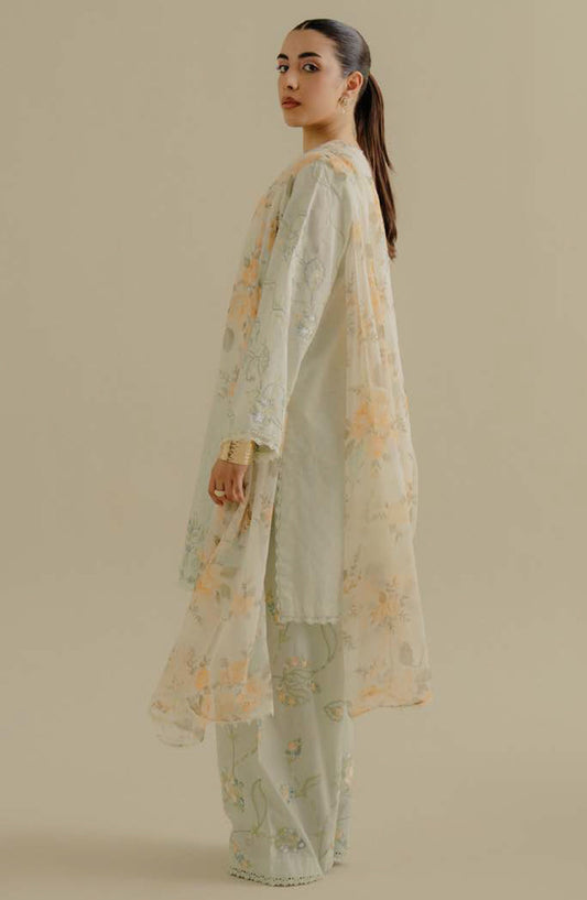 Coco by Zara Shahjahan Embroidered Jacquard Unstitched 3 Piece Suit - D-01-B Zufra - ZS25CLD2 - Green - Summer Collection