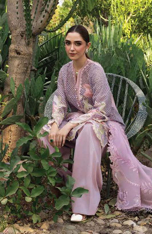 Crimson Embroidered Lawn Unstitched 3 Piece Suit - D-06-B One True Love - CR25LL - Purple - Summer Collection
