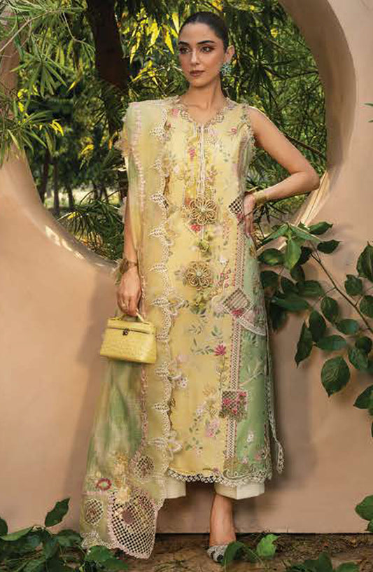 Crimson Embroidered Lawn Unstitched 3 Piece Suit - D-04-A Bonjour and Bloom - CR25LL - Yellow - Summer Collection