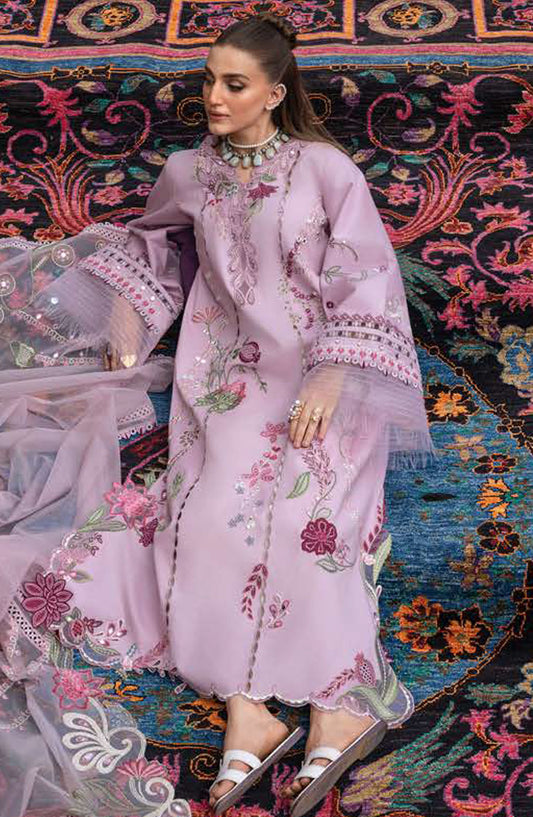 Crimson Embroidered Lawn Unstitched 3 Piece Suit - D-03-B Mirror Garden - CR25LL - Purple - Summer Collection