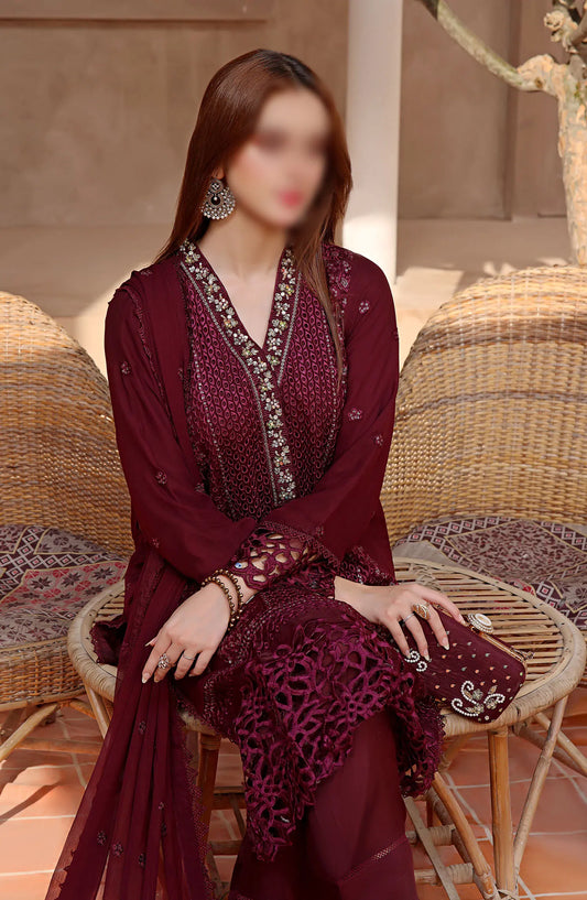 Guzel Hazel Formal 3 Piece Stitched Collection - CRIMSON