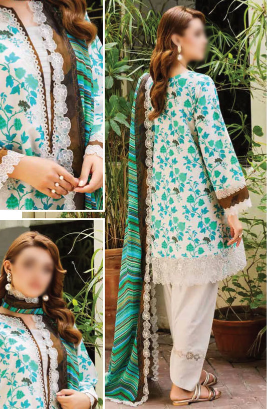 Charizma Range Embroidered Lawn with Embroidered Voile Dupatta Vol 03 - CRN4-21
