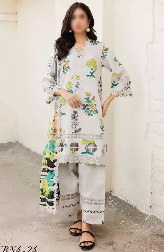 Charizma Range Embroidered Lawn with Embroidered Voile Dupatta Vol 03 - CRN4-24