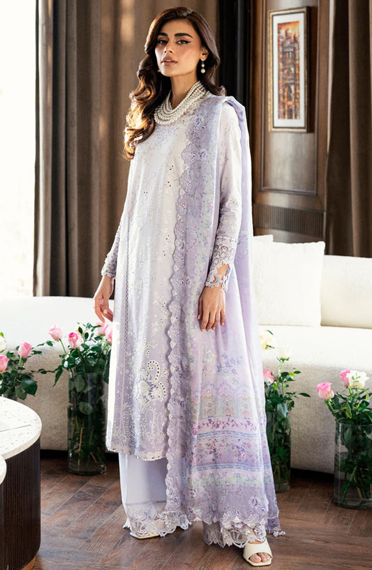 Qalamkar Chikankari Lawn Unstitched 3 Piece Suit - CS-03 ALAILA - Q25CEE - Purple - Eid Collection
