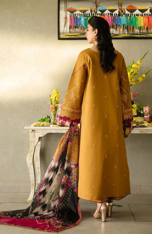Sahane Embroidered Lawn Unstitched 3 Piece Suit - CT-21001 Noemi - SAH25ILL - Mustard - Summer Collection