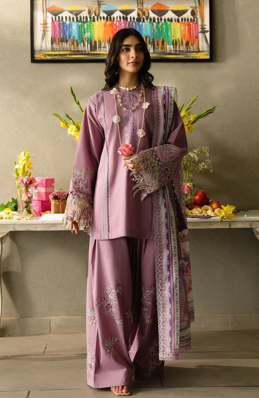Sahane Embroidered Lawn Unstitched 3 Piece Suit - CT-21003 Lilaia - SAH25ILL - Purple - Summer Collection