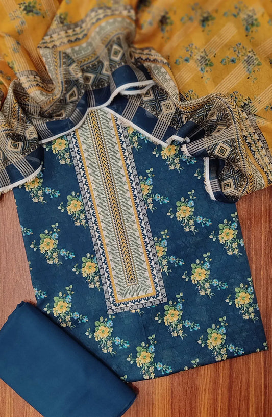 Classic Unstitched Printed Lawn 3 Pcs Collection 2024 - CUPL 08