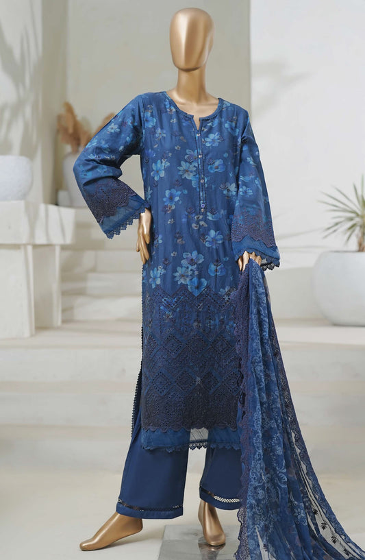 Sadabahar Chikankari Cutwork Stitched 3 Piece Suit - D-03 - SBD25CUTC - Blue - Summer Collection