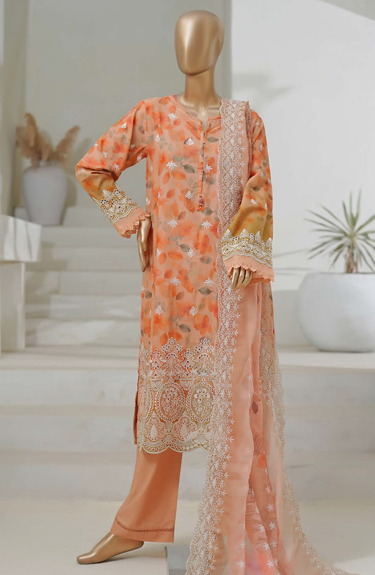 Sadabahar Chikankari Cutwork Stitched 3 Piece Suit - D-02 - SBD25CUTC - Orange - Summer Collection