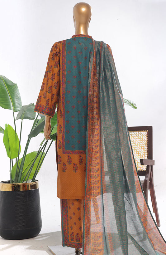 Bin Saeed Printed Lawn Stitched 3 Piece Suit - D-01 - BS25EPLV3 - Brown - Summer Collection