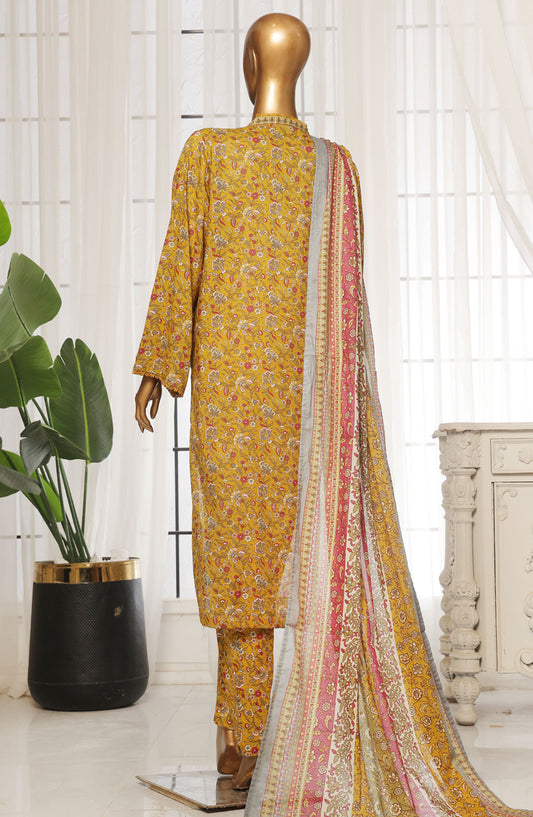 Bin Saeed Printed Lawn Stitched 3 Piece Suit - D-01 - BS25EPLV4 - Yellow - Summer Collection