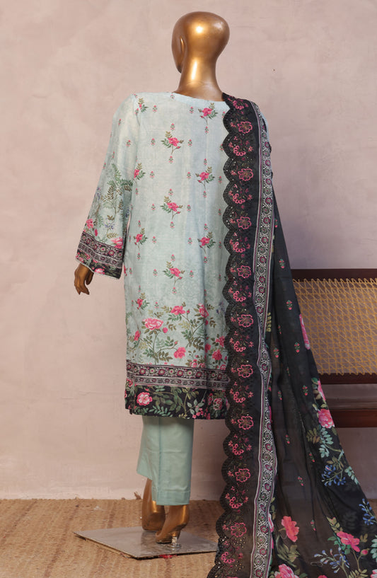 Bin Saeed Embroidered Lawn Stitched 3 Piece Suit - D-01 - BS25LELC - Blue - Summer Collection