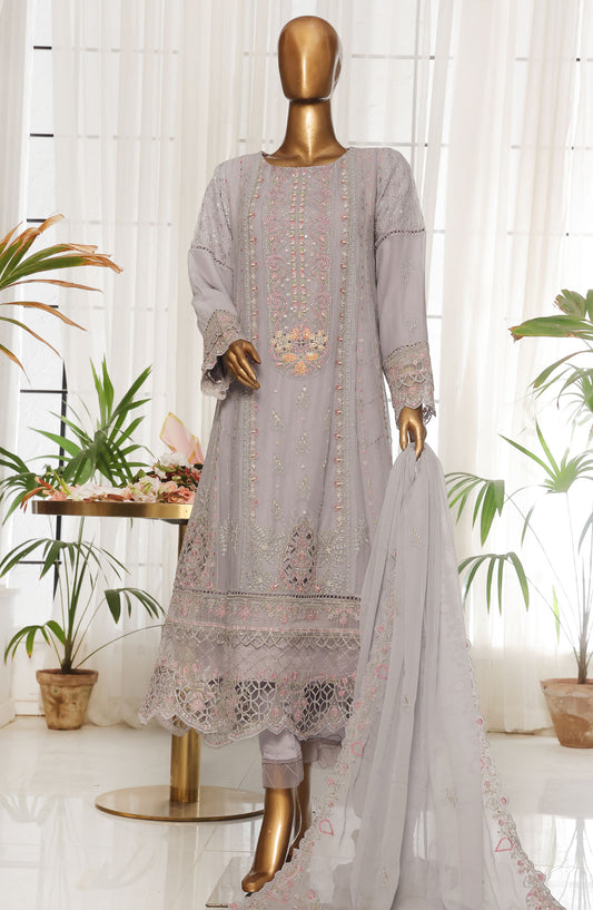 Bin Saeed Embroidered Organza Stitched 3 Piece Suit - D-01 - BS25LOCF - Purple - Festive Collection