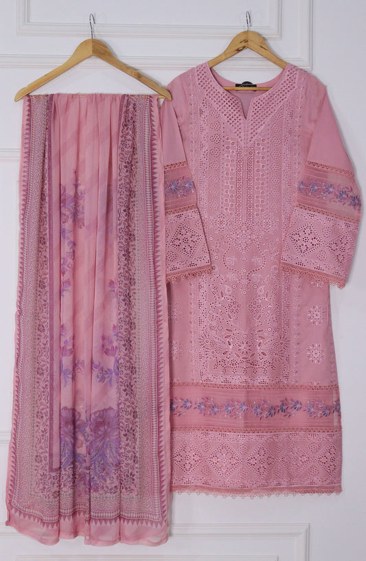 Emerge Embroidered Lawn Stitched 3 Piece Suit - D-01 - EM25CL3 - Pink - Summer Collection