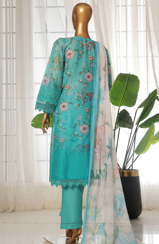 Sadabahar Chikankari Lawn Stitched 3 Piece Suit - D-01 - SBD25FC - Blue - Summer Collection