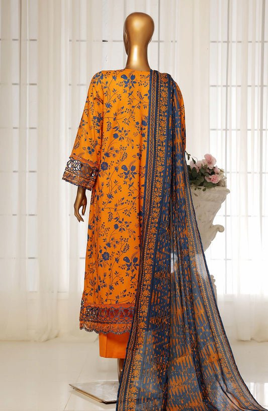 Sadabahar Embroidered Lawn Stitched 3 Piece Suit - D-01 - SBD25FC - Mustard - Summer Collection