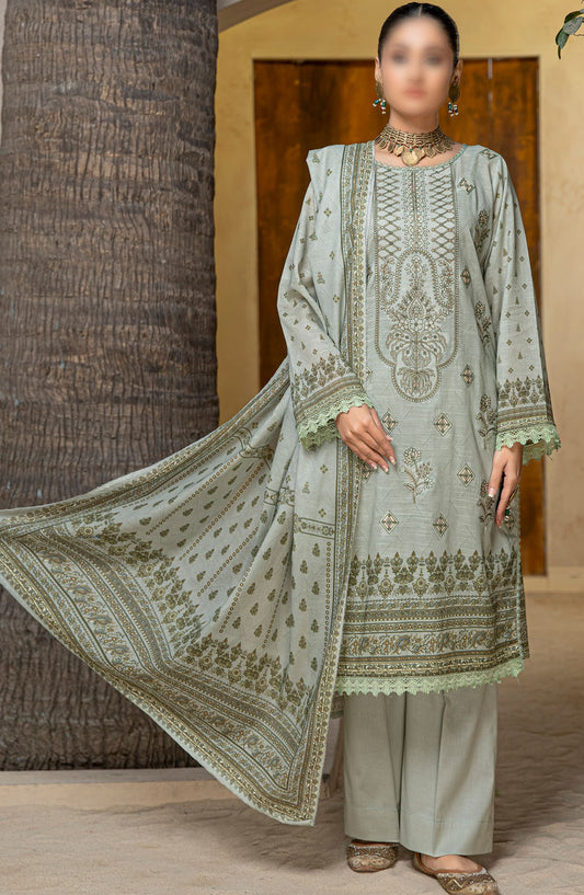 Tabeer by Al Karim Embroidered Lawn Unstitched 3 Piece Suit - D-02 - ALK25TFL - Green - Summer Collection