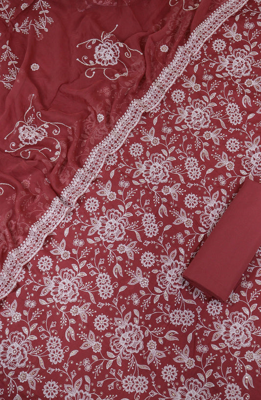Maria by Amna Khadija Embroidered Lawn Unstitched 3 Piece Suit - D-02 - AM25MREL - Pink - Summer Collection