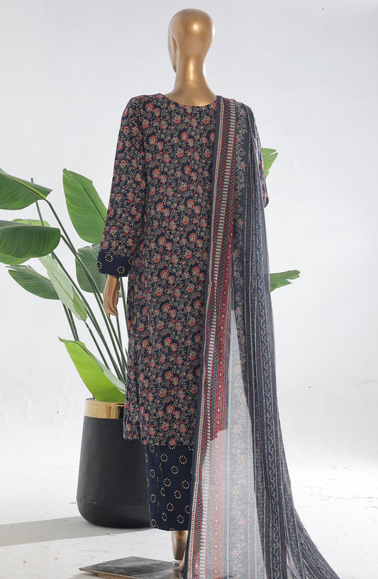 Bin Saeed Printed Lawn Stitched 3 Piece Suit - D-02 - BS25EPLV3 - Black - Summer Collection