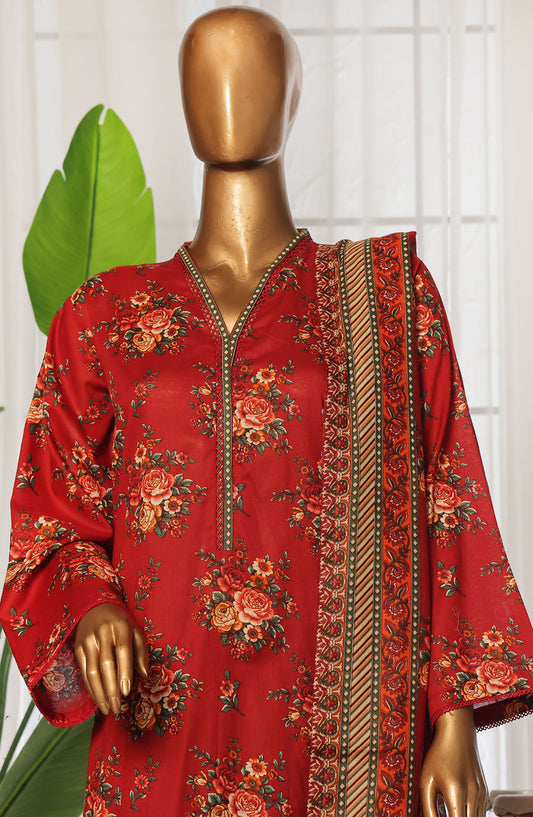 Bin Saeed Printed Lawn Stitched 3 Piece Suit - D-02 - BS25EPLV4 - Red - Summer Collection