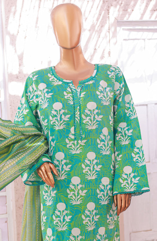 Bin Saeed Printed Lawn Stitched 3 Piece Suit - D-02 - BS25EPLV5 - Green - Summer Collection