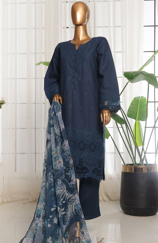 Sadabahar Chikankari Lawn Stitched 3 Piece Suit - D-02 - SBD25CLC - Blue - Summer Collection