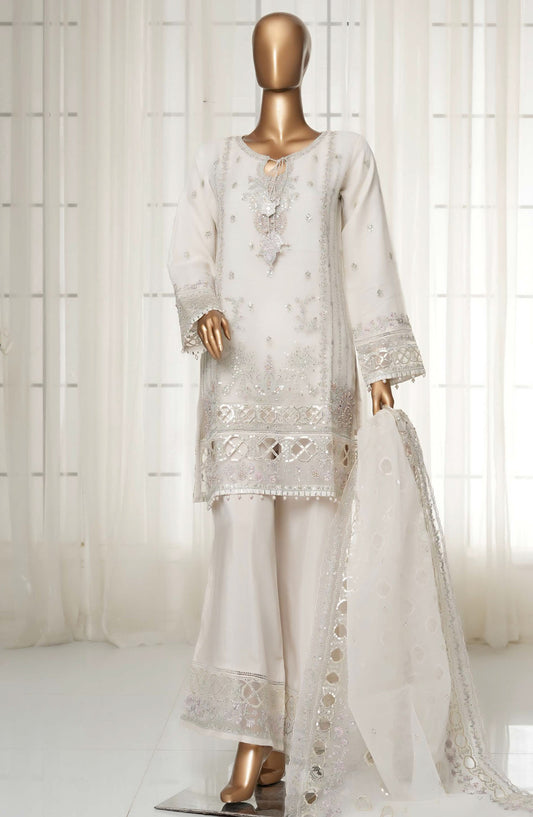 Sadabahar Embroidered Organza Stitched 3 Piece Suit - D-02 - SBD25MP14 - White - Festive Collection