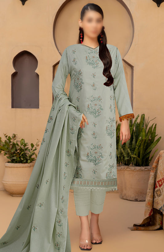 Zarqa by Al karim Embroidered Lawn Unstitched 3 Piece Suit - D-03 - ALK25ZV1 - Green - Summer Collection