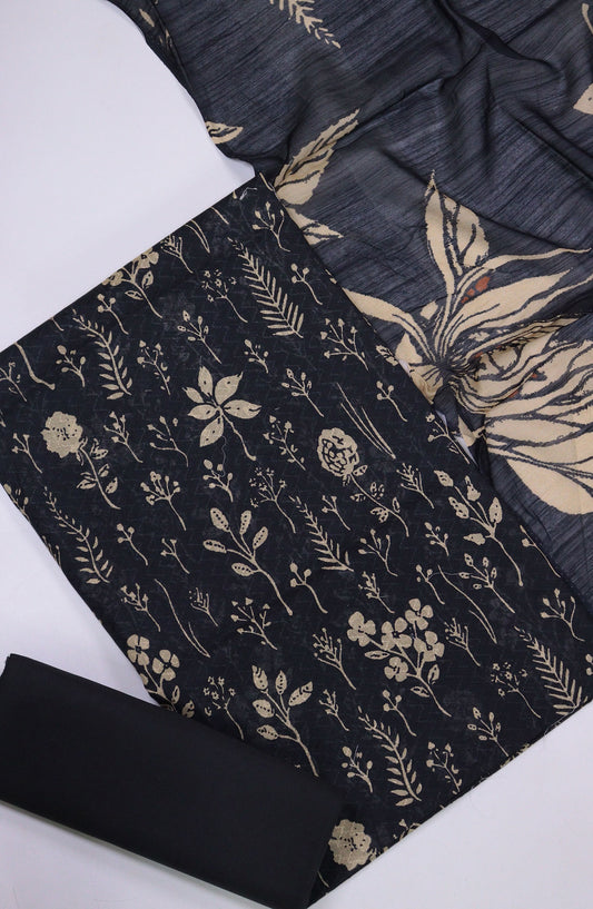 Maya by Amna Khadija Printed Lawn Unstitched 3 Piece Suit - D-03 - AM25MPPSL - Black - Summer Collection