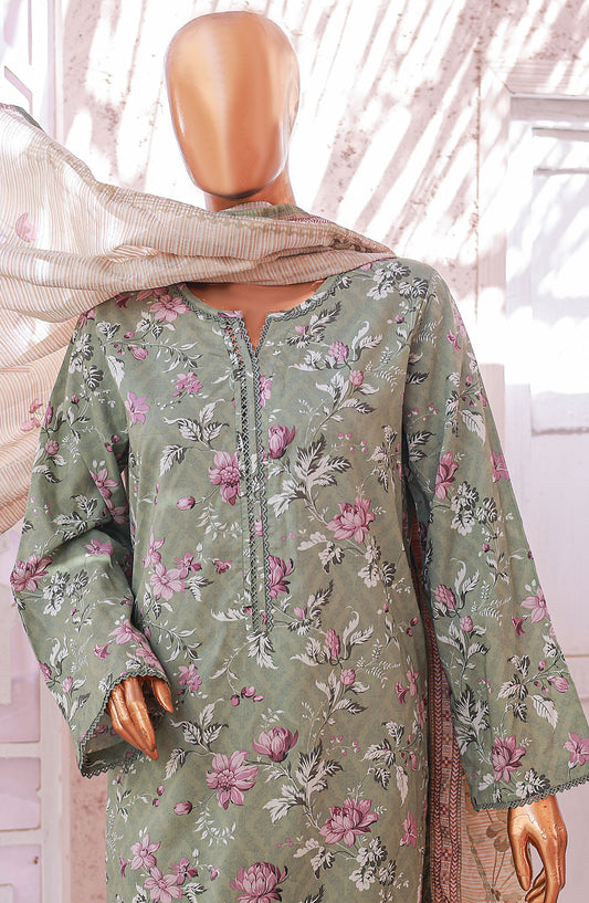 Bin Saeed Printed Lawn Stitched 3 Piece Suit - D-03 - BS25EPLV5 - Grey - Summer Collection