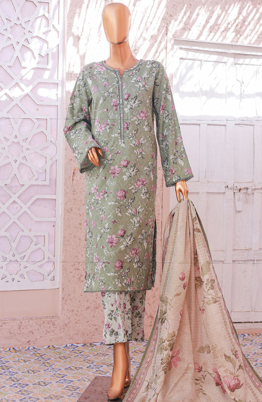 Bin Saeed Printed Lawn Stitched 3 Piece Suit - D-03 - BS25EPLV5 - Grey - Summer Collection