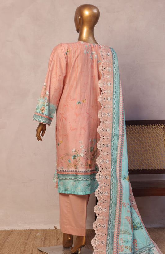 Bin Saeed Embroidered Lawn Stitched 3 Piece Suit - D-03 - BS25LELC - Pink - Summer Collection