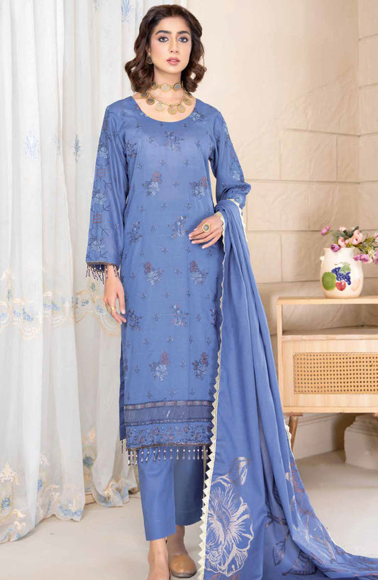 Deeda Zaib by Riaz Arts Embroidered Lawn Unstitched 3 Piece Suit - D-03 - RA25DDZ - Blue - Summer Collection